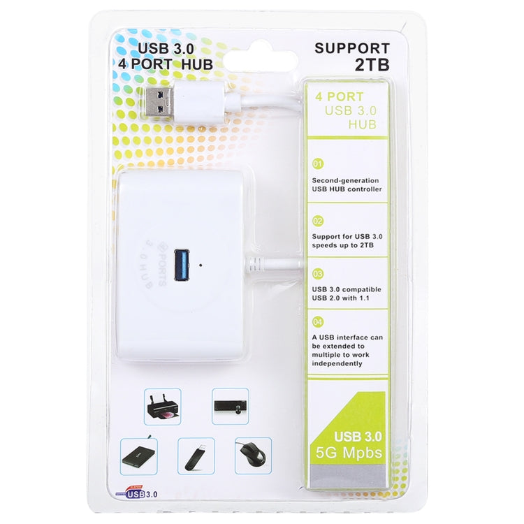 Portable 5Gbps Super Speed 4 Ports USB 3.0 HUB Cable Adapter, Cable Length: 50cm