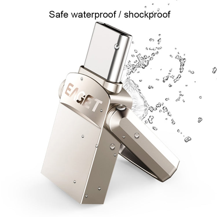 EAGET CU20 128GB Waterproof 2 in 1 USB-C / Type-C + USB 3.1 Flash Disk for Type-C Smartphones & PC Computer, with OTG Function
