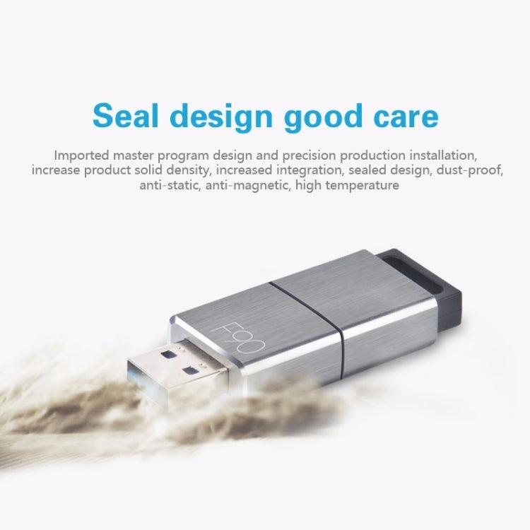 EAGET F90 128GB High-speed USB 3.0 Push-pull Zinc Alloy U Disk (Silver Grey)