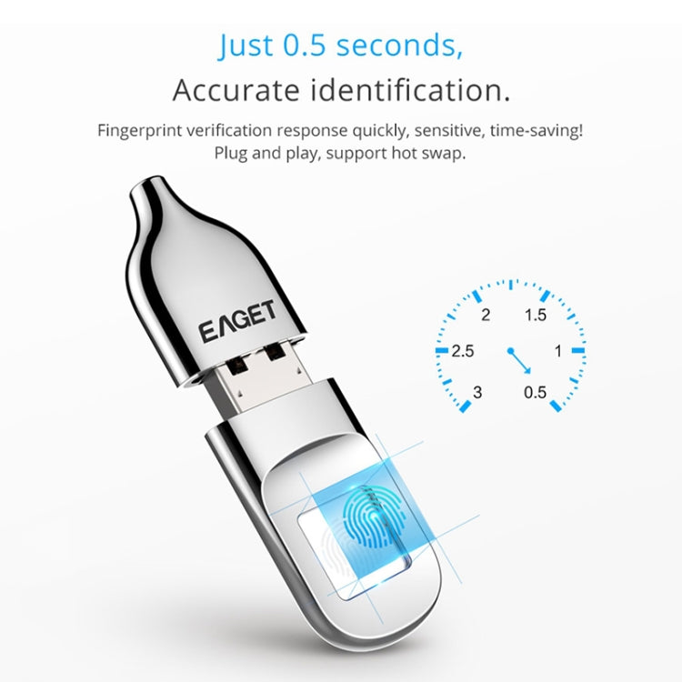 EAGET FU5 32GB USB 2.0 Fingerprint Encryption Password U Disk (Silver)