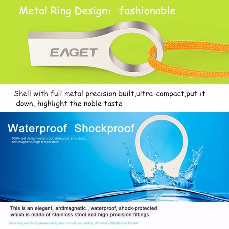 EAGET U9 8GB USB 2.0 Waterproof Shockproof Metal Ring Shape U Disk