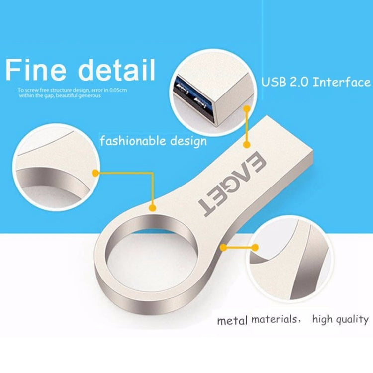 EAGET U9 16GB USB 2.0 Waterproof Shockproof Metal Ring Shape U Disk
