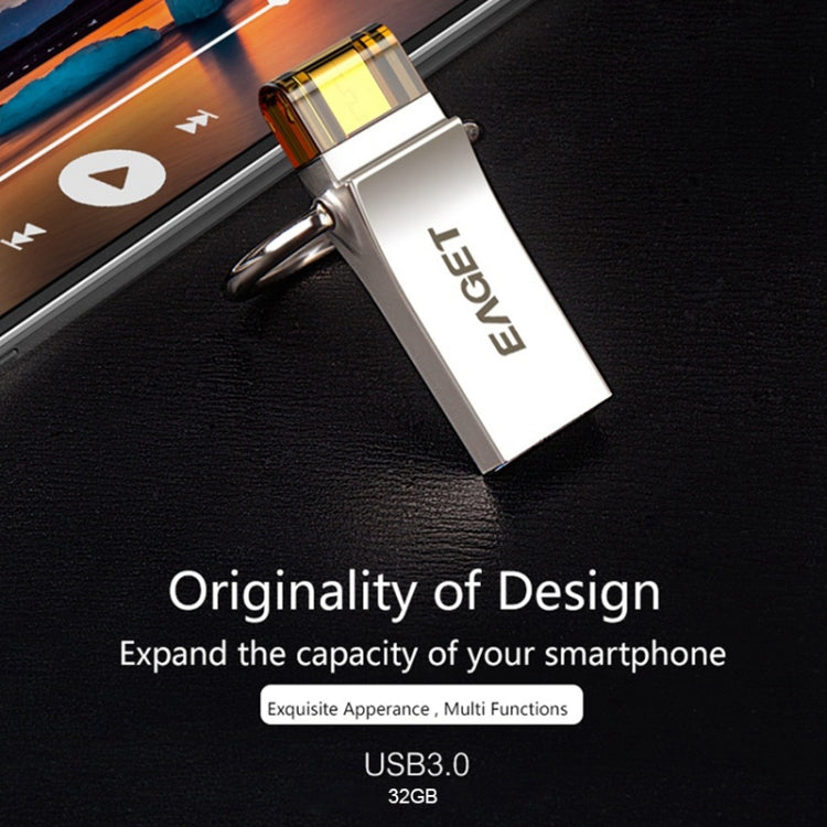 EAGET V90 32GB Waterproof 2 in 1 Micro USB + USB 3.0 Flash Disk for Android Smartphones & PC Computer, with OTG Function