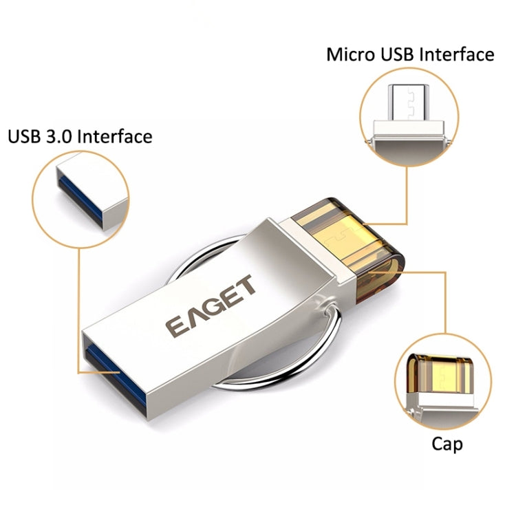 EAGET V90 32GB Waterproof 2 in 1 Micro USB + USB 3.0 Flash Disk for Android Smartphones & PC Computer, with OTG Function