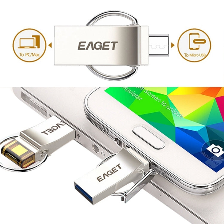 EAGET V90 64GB Waterproof 2 in 1 Micro USB + USB 3.0 Flash Disk for Android Smartphones & PC Computer, with OTG Function