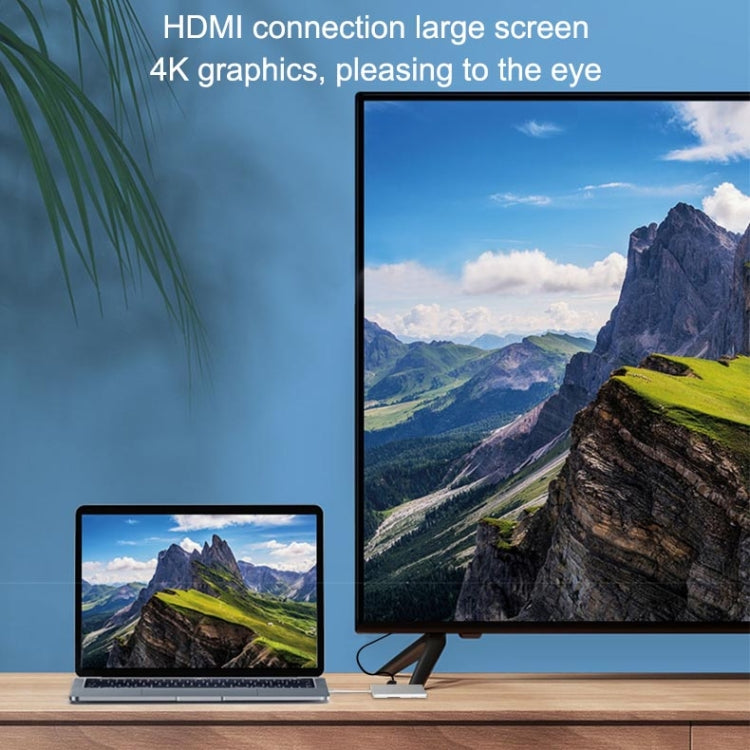 9591C 8 In 1 USB 3.0 x3 + SD / TF Card + HDMI + RJ45 + Type-C / USB-C (PD) Multi-function HUB Converter Dock Station