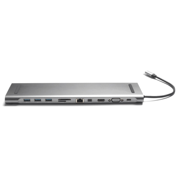 11 in 1 60W 3 USB 3.0 Ports HUB Docking Station for Macbook Laptop, with USB-C / Type-C Charging Port & 3.5mm Aux & SD / MMC Interface & TF / Micro SD Interface & VGA & HDMI & Mini DP & Gigabit Ethernet Port
