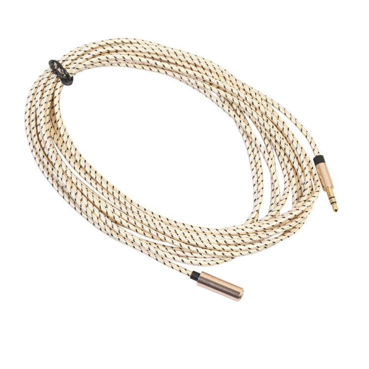 REXLIS 3596 3.5mm Male to Female Stereo Gold-plated Plug AUX / Earphone Cotton Braided Extension Cable for 3.5mm AUX Standard Digital Devices, Length: 5m