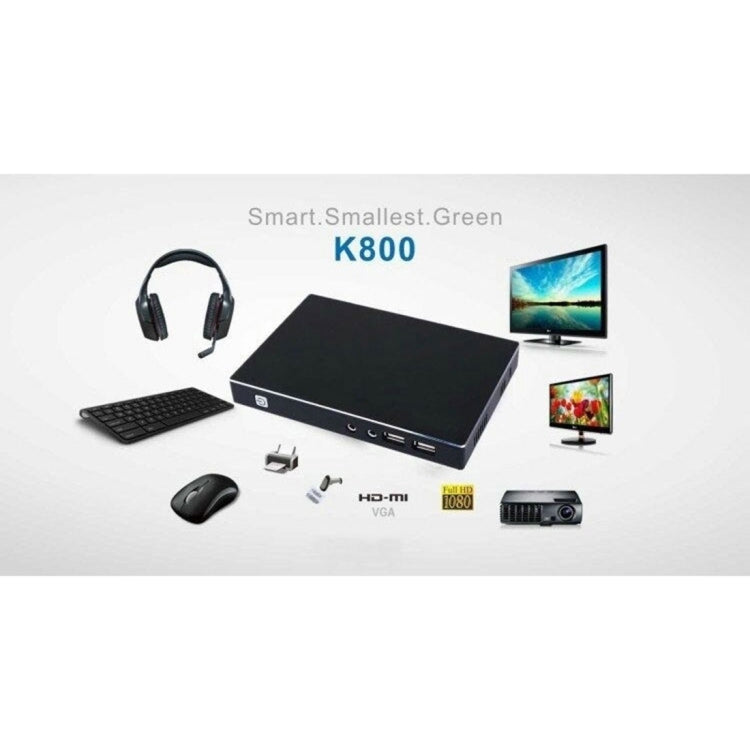 K800 Windows 10 and Linux System Mini PC, Intel Cherry Trail Z8300 / Z8350 Quad-core 1.44-1.84GHz, RAM: 2GB, ROM: 32GB