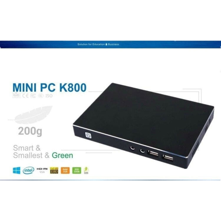 K800 Windows 10 and Linux System Mini PC, Intel Cherry Trail Z8300 / Z8350 Quad-core 1.44-1.84GHz, RAM: 2GB, ROM: 32GB