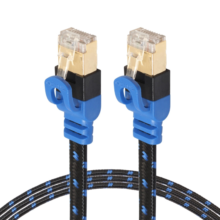 REXLIS CAT7-2 Gold-plated CAT7 Flat Ethernet 10 Gigabit Two-color Braided Network LAN Cable for Modem Router LAN Network, with Shielded RJ45 Connectors, Length: 0.5m