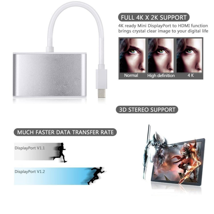 USB-C / Type-C 3.1 to VGA & HDMI & 3.5mm Video Audio Adapter, For Laptop & Notebook & MacBook 12 inch & MacBook Pro(Silver)