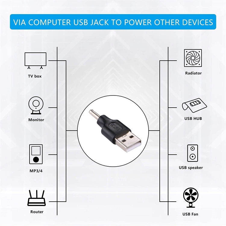10 PCS 3.5x1.35mm Male to USB Male Adapter Connector