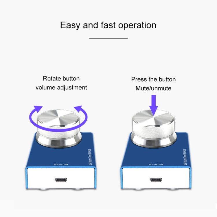 Aimos AM-UH003 Micro USB Volume Control Speaker Audio Volume Controller Knob with 3 USB Ports HUB, Support Windows System & Mac System PC Computer / USB Devices