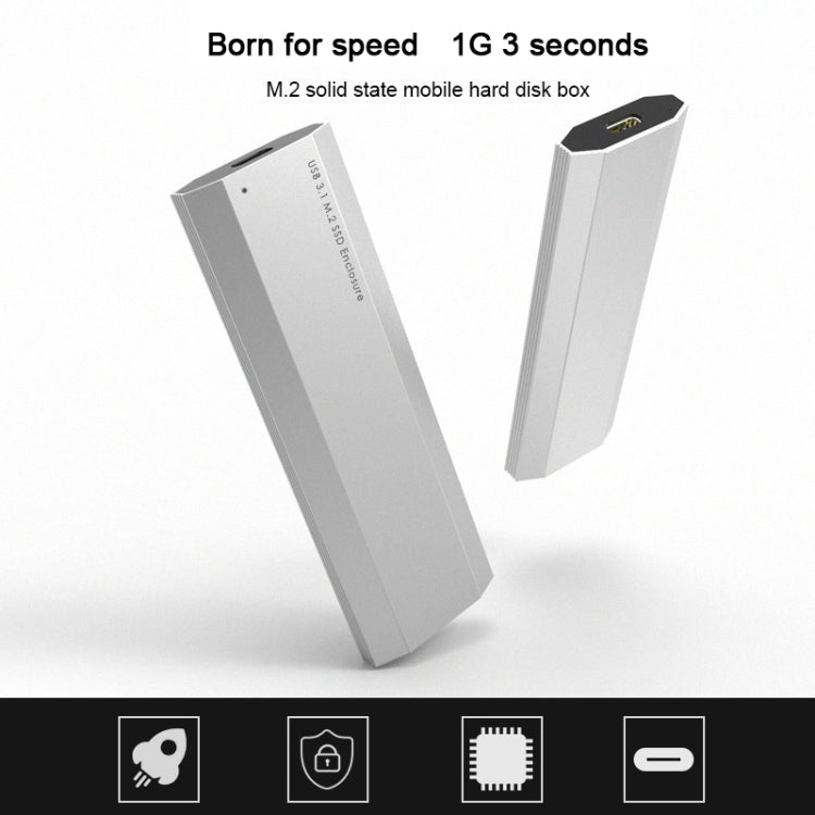 USB-C / Type-C to M.2 NVME SSD Hard Drive Enclosure, Transmission Rate: 10GB(Silver)