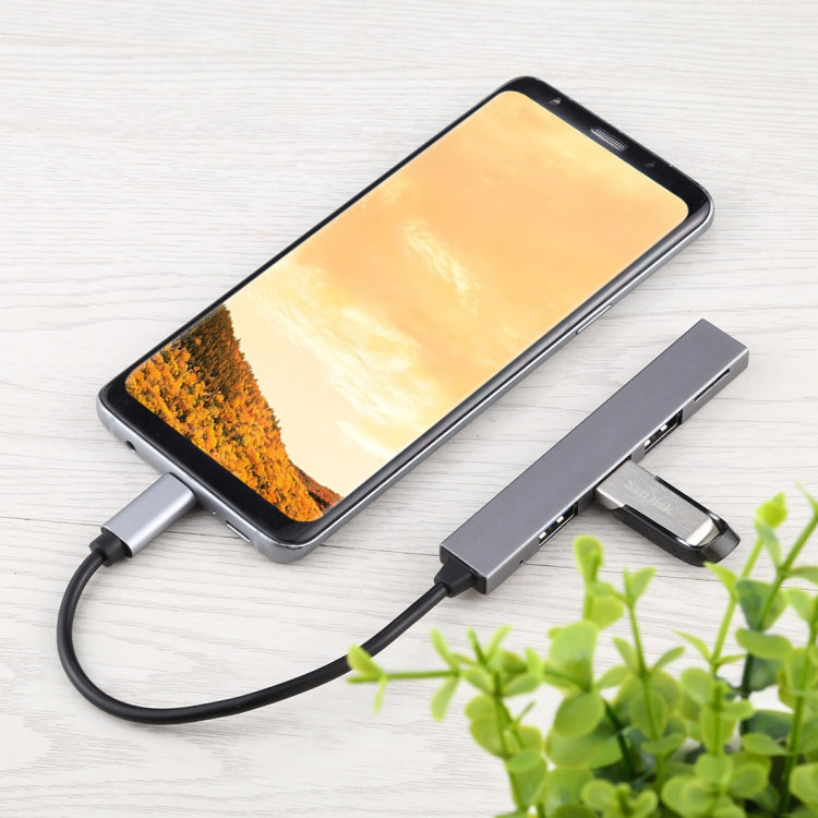 T-818 TF + 3 x USB 3.0 to USB-C / Type-C HUB Adapter