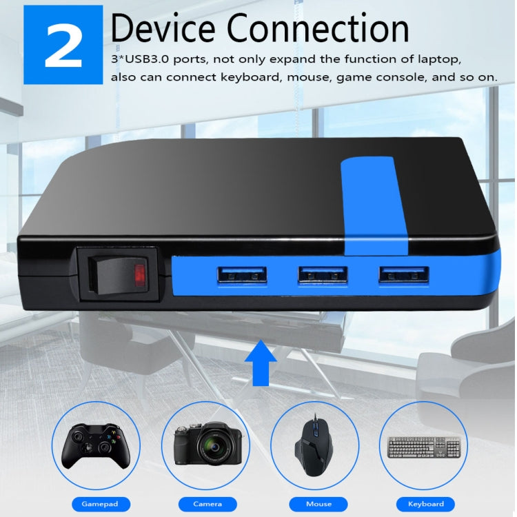 3 USB 3.0 HUB + 2 QC3.0 + Type-C Multi-functional Charger & HUB with Power Switch Button