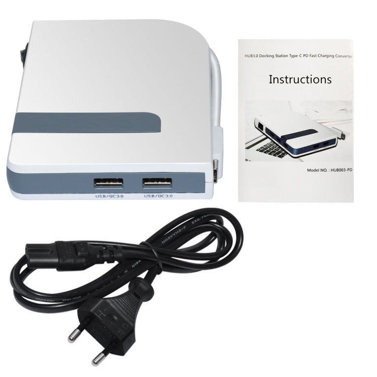 3 USB 3.0 HUB + 2 QC3.0 + Type-C Multi-functional Charger & HUB with Power Switch Button