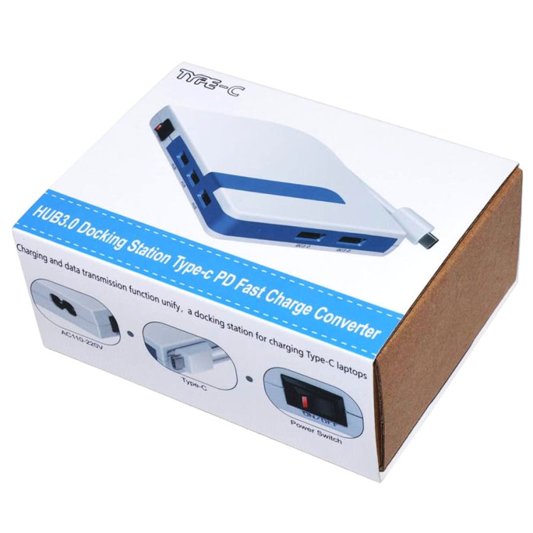 3 USB 3.0 HUB + 2 QC3.0 + Type-C Multi-functional Charger & HUB with Power Switch Button