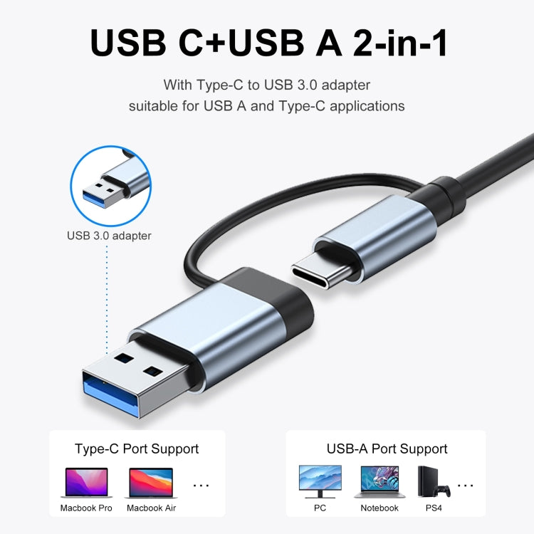 7 in 1 USB 3.0 and Type-C / USB-C to USB 3.0 USB 2.0 HUB Adapter