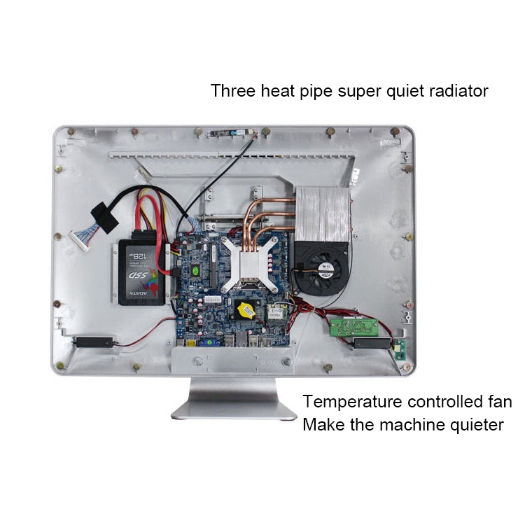 Y105 Desktop Computer PC, 23.8 inch, 8GB+128GB, Windows 10, AMD Radeon R5 Series AMD-A8_7410 Quad Core 1.7~2.5GHz, WiFi, RJ45(Silver)