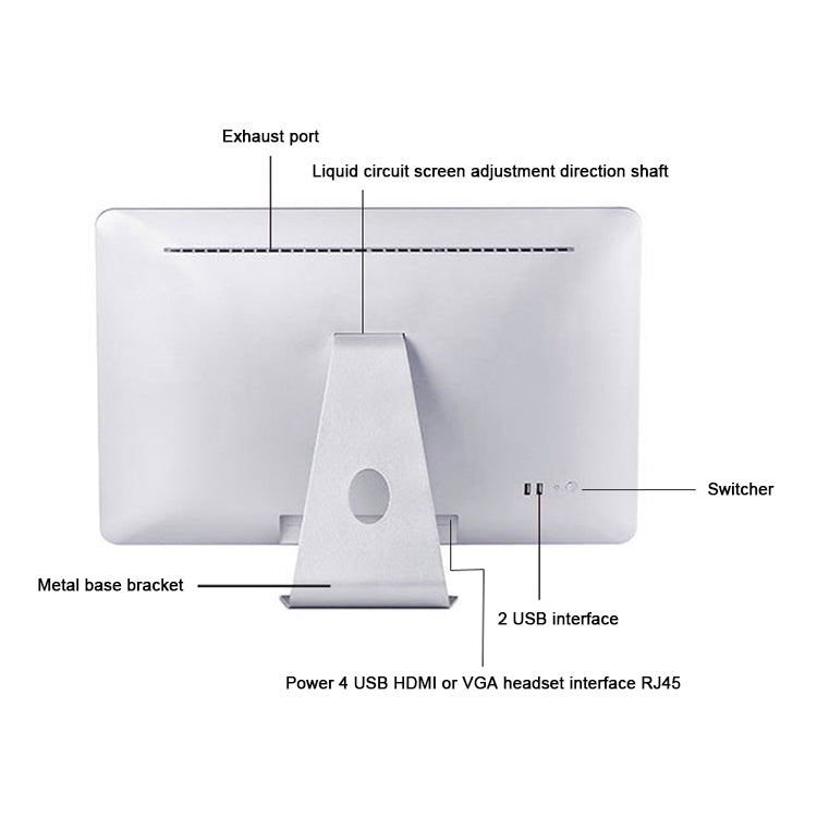 Y105 Desktop Computer PC, 23.8 inch, CoRE-I3_8100, 8GB+128GB, Windows 10, Intel Super-Core Graphics 630 CoRE-I3_8100 Quad Core 3.6~3.9GHz, WiFi, RJ45(Silver)