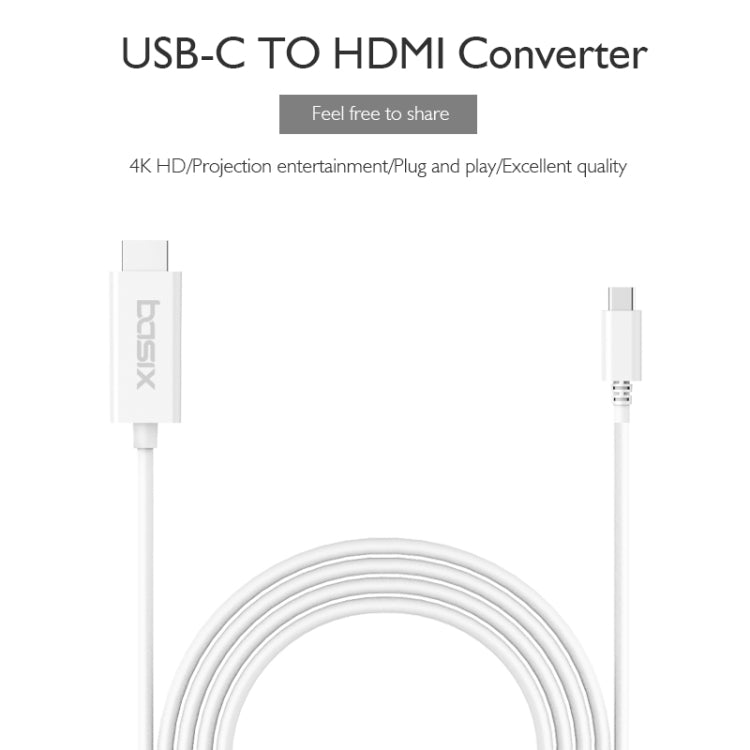 basix H7 USB-C / Type-C to 4K HDMI Multi-function Converter, Cable Length: 1.8m(White)