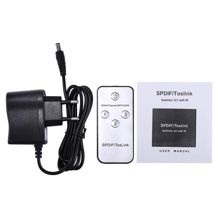 NK-3X1 Full HD SPDIF / Toslink Digital Optical Audio 3 x 1 Switcher Extender with IR Remote Controller