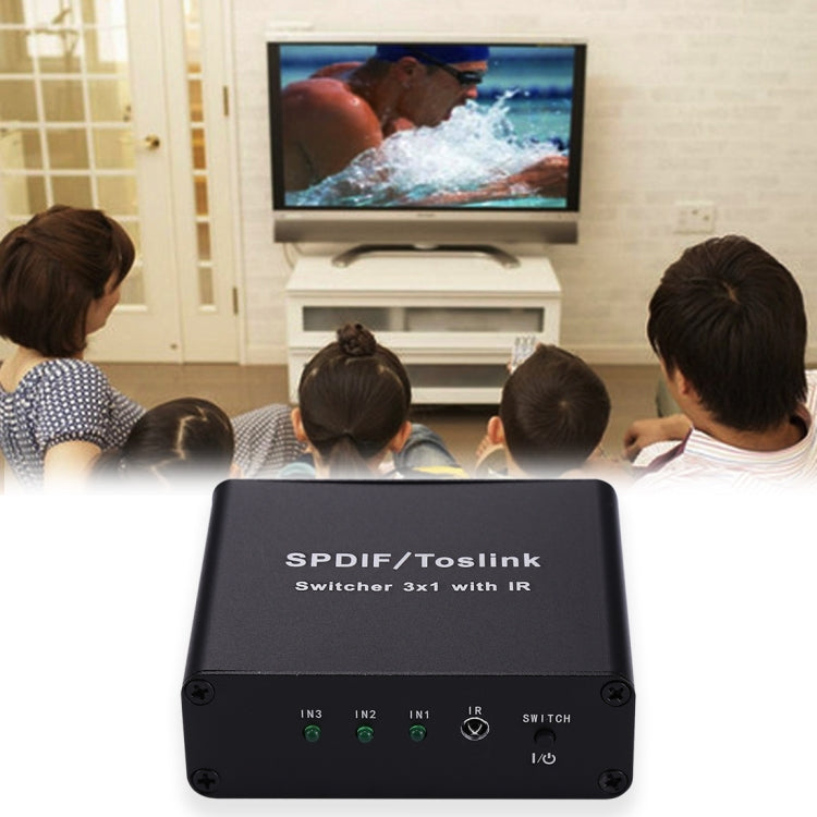 NK-3X1 Full HD SPDIF / Toslink Digital Optical Audio 3 x 1 Switcher Extender with IR Remote Controller