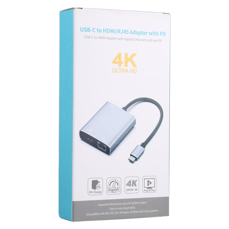 USB-C to HDMI / RJ45 Adapter with Gigabit Ethernet Card & PD