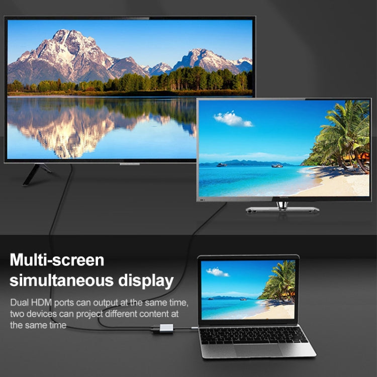 2 in 1 USB-C / Type-C to 2 x HDTV Ports HUB Adapter