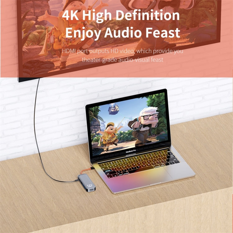 ROCK TR02 9 In 1 Type-C / USB-C to HDMI Multifunctional Extension HUB Adapter (Grey)