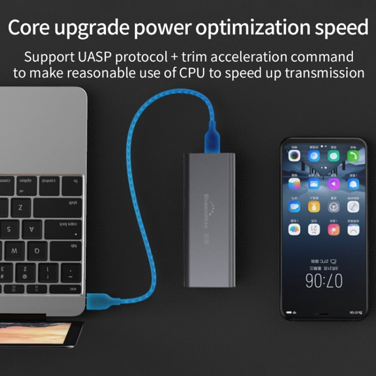 Blueendless M280N M.2 NVME Solid State Drive Enclosure with USB-C / Type-C to USB-C / Type-C Data Cable