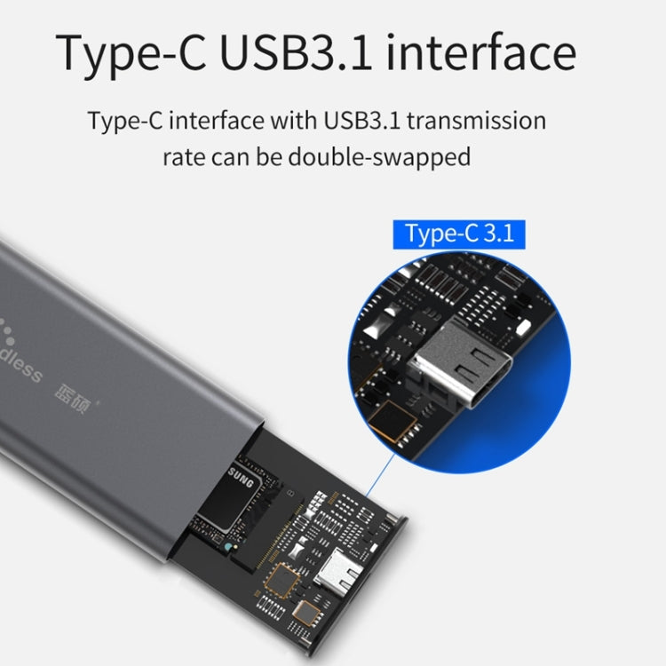 Blueendless M280N M.2 NVME Solid State Drive Enclosure with USB-C / Type-C to USB-C / Type-C Data Cable