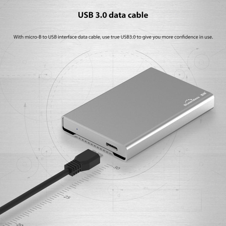 Blueendless U23Q SATA 2.5 inch Micro B Interface HDD Enclosure with Micro B to USB Cable, Support Thickness: 12.5mm or less