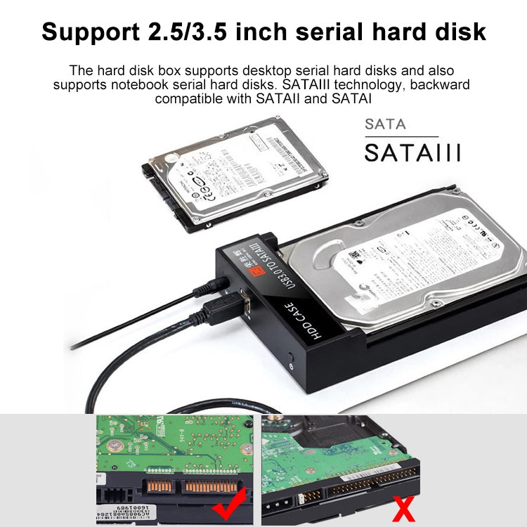 RSH-319 SATA 2.5 / 3.5 inch USB 3.0 Interface Horizontal Type HDD Enclosure, The Maximum Support Capacity: 8TB