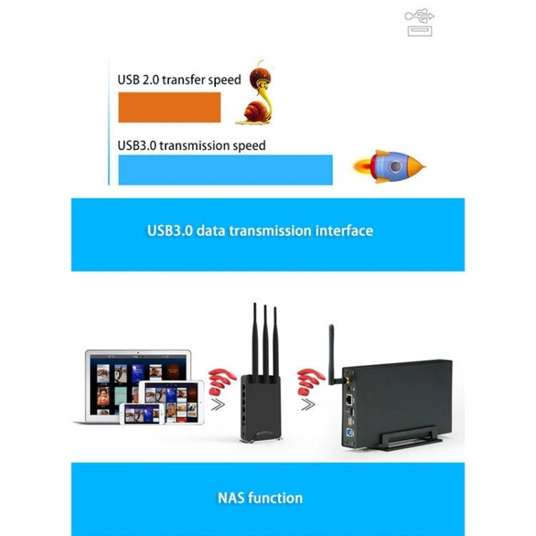 SATA 3.5 inch USB 3.0 Interface Wireless HDD Enclosure