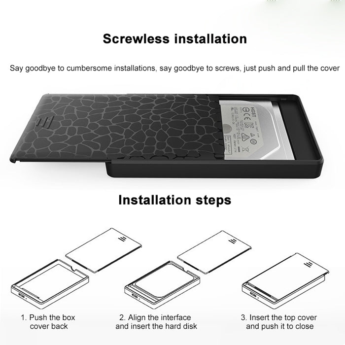 SATA 2.5 inch USB 3.0 Interface Ice Crack Texture HDD Enclosure, The Maximum Support Capacity: 2TB