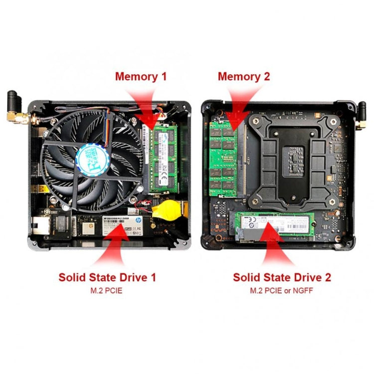 Mini PC for Intel Core 8th Gen i7-8750H 4G + 128G Six Core 2.2-4.1GHz, with Fan & Antenna, Support Bluetooth 4.2 & 2.4G / 5.0G Dual-band WiFi & RJ45 Gigabit Wired Network Card(Black)