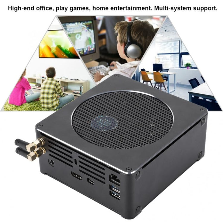 Mini PC for Intel Core 8th Gen i7-8750H 8G+128G Six Core 2.2-4.1GHz, with Fan & Antenna, Support Bluetooth 4.2 & 2.4G / 5.0G Dual-band WiFi & RJ45 Gigabit Wired Network Card(Black)