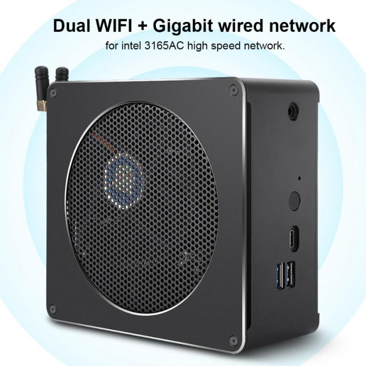 Mini PC for Intel Core 8th Gen i7-8750H 8G+256G Six Core 2.2-4.1GHz, with Fan & Antenna, Support Bluetooth 4.2 & 2.4G / 5.0G Dual-band WiFi & RJ45 Gigabit Wired Network Card(Black)