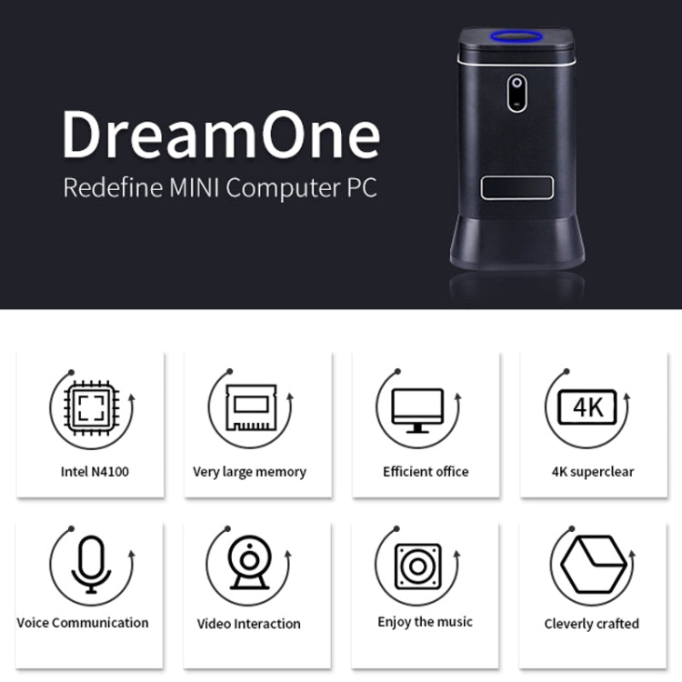 Portable Multifunction Mini PC for Intel 4G+64G, Built-in 2 Megapixel Camera & Sound Absorbing Noise Reduction Microphone, Support Voice Communication & 4K Ultra Clear Video Interactive & Speaker(Black)