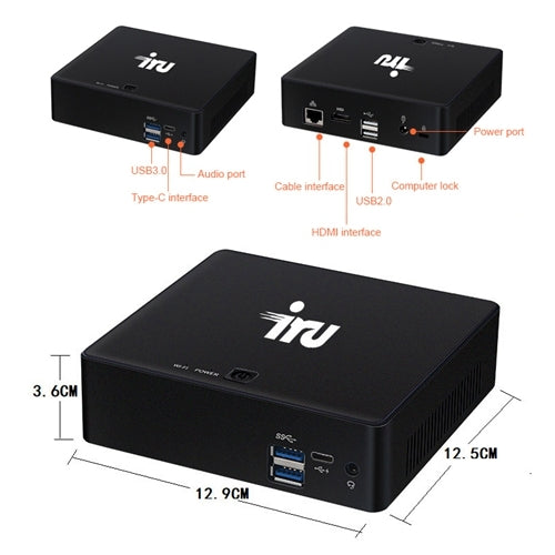 iru M7 TV Box Style Mini PC, Windows 10 Intel Core i7-6500U 8G+256G up to 3.5GHz, Support Bluetooth 4.0 & 2.4G / 5.0G Dual-band WiFi & 4K HD Video(Black)