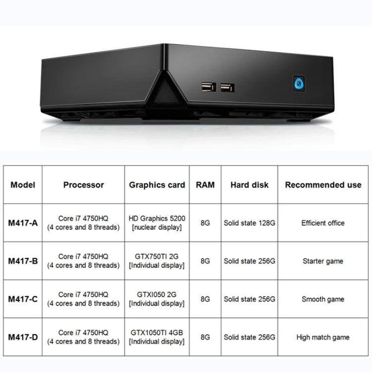 mingying M4I7-A 8GB+128GB Core I7 4750HQ Quard Core HD Core Graphics 5200 Mini PC with 4 USB 2.0 Ports & 2 USB 3.0 Ports(Black)