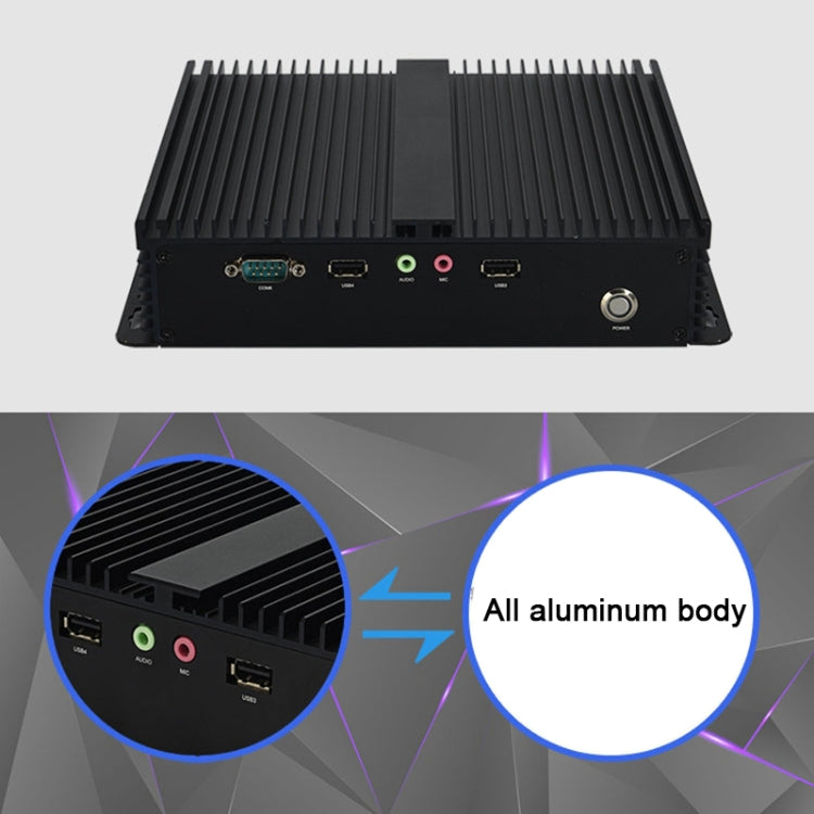 Fanless Mini Industrial Control PC with 6 COM Ports & 6 USB Ports & RJ45 Network Port, 2GB+24GB, Intel Celeron 1037U 1.8GHz(Black)