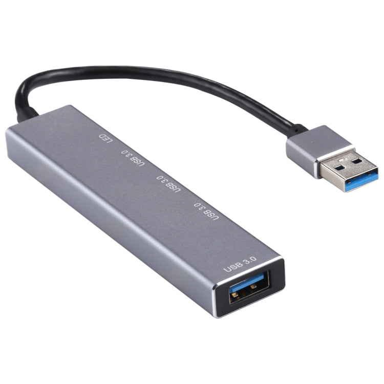 3019 4 x USB 3.0 to USB 3.0 Aluminum Alloy HUB Adapter with LED Indicator (Silver Grey)