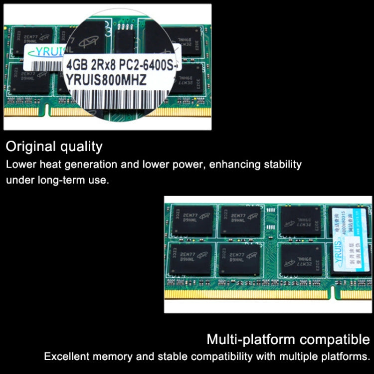 YRUIS DDR2 800MHz 4GB PC2-800/6400 Memory RAM Module for Laptop