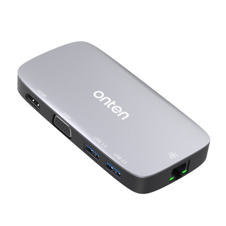 Onten 5202B 5 in 1 USB to VGA + HDMI + Gigabit Ethernet + Two USB3.0 Ports Multi-function HUB Converter Dock Station