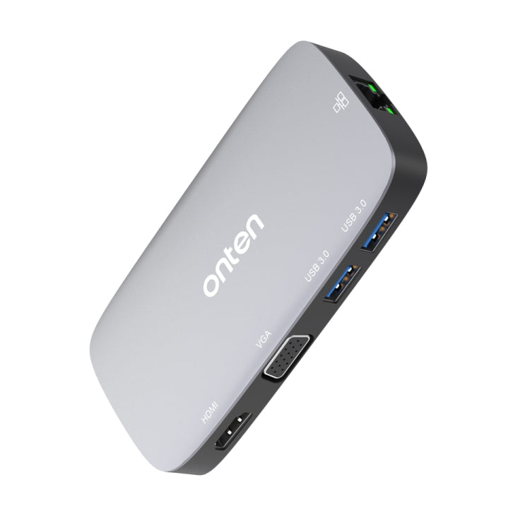 Onten 5202B 5 in 1 USB to VGA + HDMI + Gigabit Ethernet + Two USB3.0 Ports Multi-function HUB Converter Dock Station