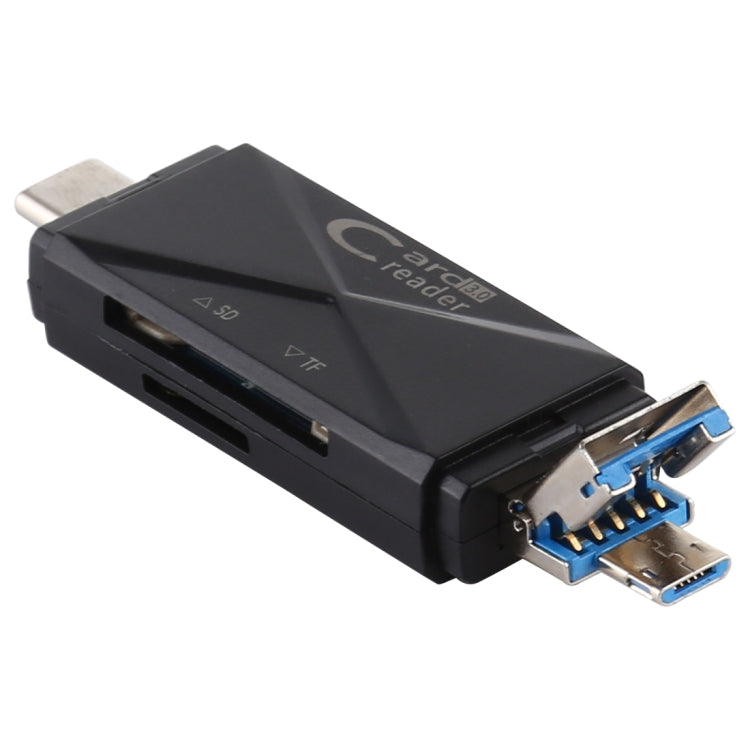 USB-C / Type-C + SD + TF + Micro USB to USB 3.0 Card Reader